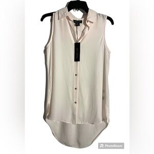 Rachel Zoe Sleeveless Button Down Top NWT Size XS Peach Cream Color